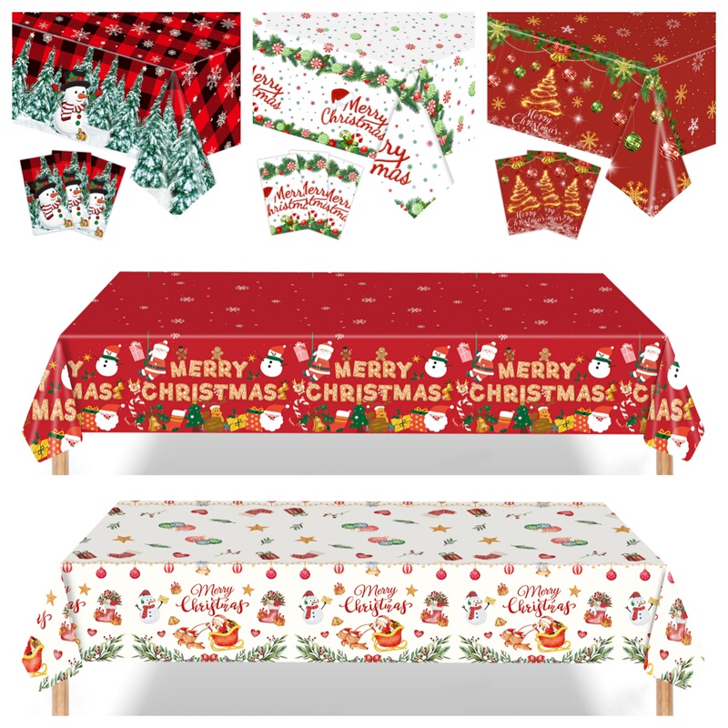 Christmas Themed Party Disposable Tablecloth Red Santa Claus Elk Plaid Festive Atmosphere Decoration Tablecloth Christmas Themed Party Disposable Tablecloth Red Santa Claus Elk Plaid Festive Atmosphere Decoration Tablecloth