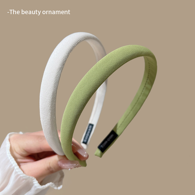 images 20:Green high-cranial top hair hoop female 2023 new wide-brim wide-brim rear face small sponge head hoop hair card grid red hair headdress