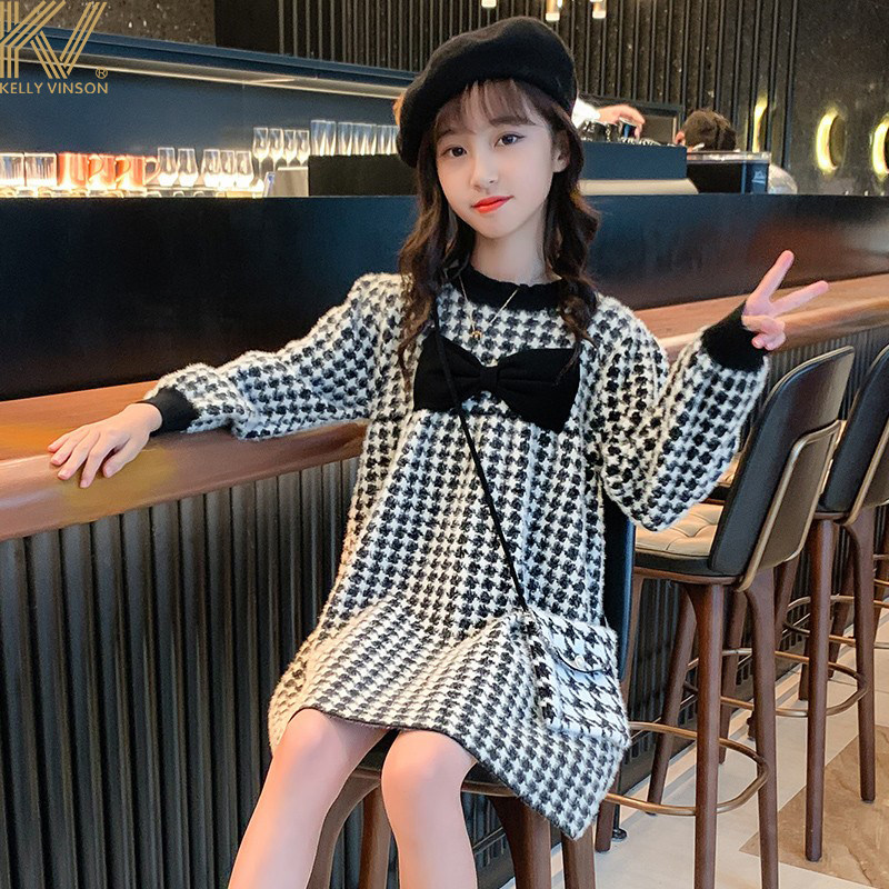Korean Version Girl Dress Spring Autumn Slim 2022 New CUHK Scout Skirt Foreign Pie Spring Children Princess Dress