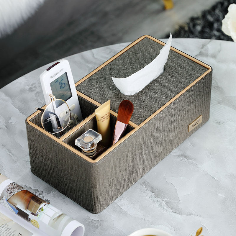 Paper Towel Box Leather Toilet Paper Box Home Living Room Creative Tea Table Extractable Toilet Paper Box Upscale Light Lavish Multifunctional Napkin Containing