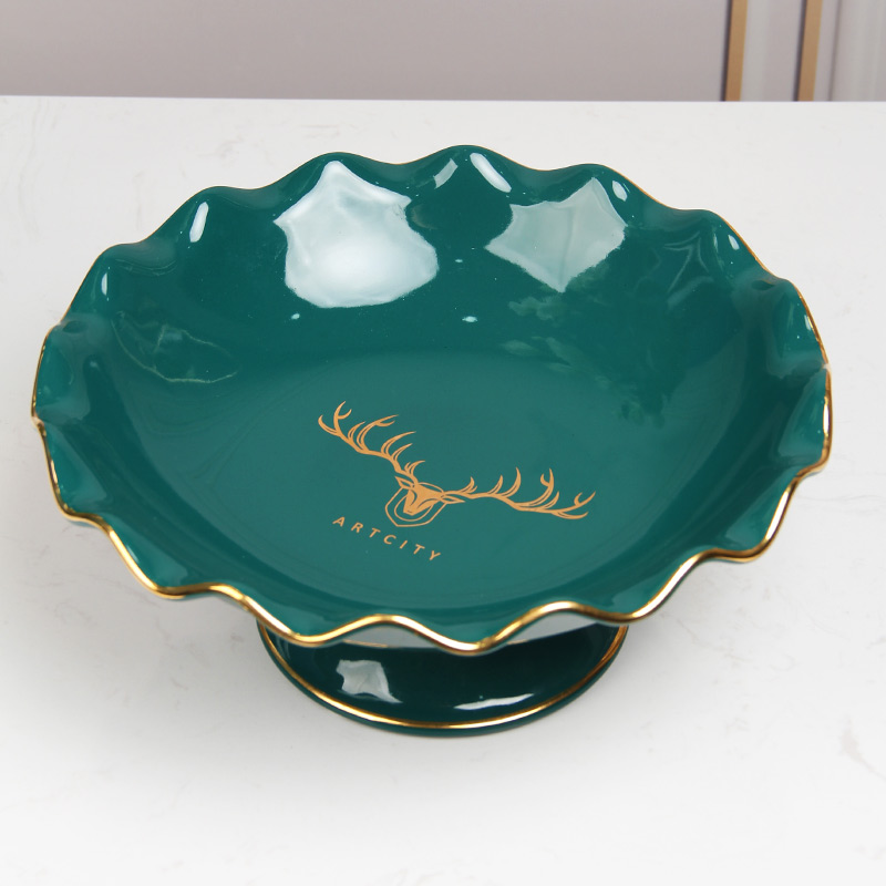 Light Extravagant Fruit Tray Home Living Room Tea Table Personality Creativity Modern Upscale Ceramic Fruit Tray Snack Tray Set Hem