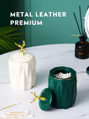 Light luxury ceramic toothpick tube cotton swab storage household living room dining table coffee table creative high-end ceramic cotton swab tube decoration