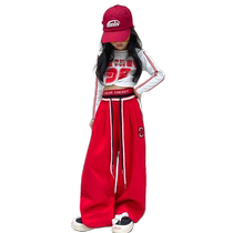 Less Children Jazz Dance Girl Clothing Spring Autumn Fried Street Tide Cool Loose Broadlegged Pants Children Hip Hop Street Dancer High Street Boomers