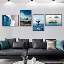 Nordic living room decorative painting modern simple sofa background wall quadruple combination mural atmospheric landscape hanging painting luxury