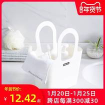 Bath blue hand soft plastic wash basket Bath basket silicone dorm bath bag toiletries collected basket