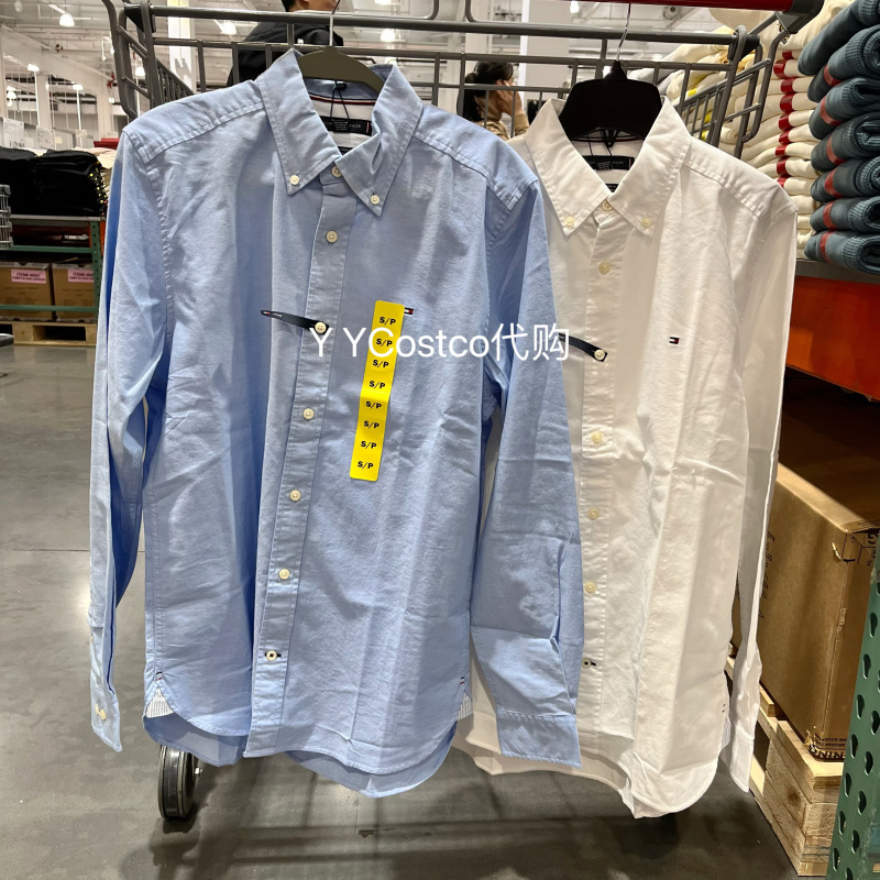 Costco Tommy Hilfiger Men's Long-Sleeved Shirt Casual Business Solid Color Shirt