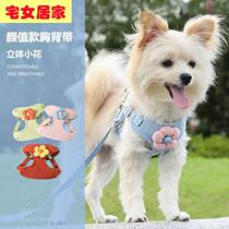 Pet vest traction rope dog cartoon three-dimensional accessories Teddy dog ​​walking rope cat back to prevent breaking away when going out