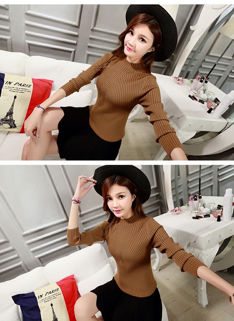 Cộng thêm phân bón áo len XL tay dài của phụ nữ bên trong áo sơ mi cổ cao một nửa chất béo mm đáy áo len mỏng 200 kg áo len nữ shopee