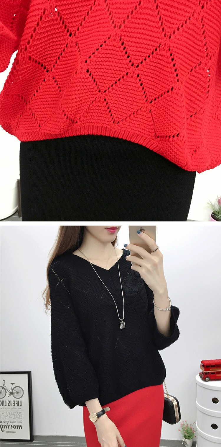 Xuân 2018 phiên bản Hàn Quốc mới của áo len openwork rộng rãi áo blouse lưới rộng áo thun áo len dơi nữ thủy triều áo len nữ cao tuổi