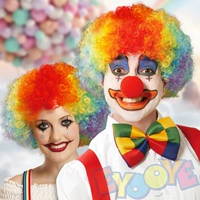 Клоун Кудрявый цвет горячий кудрявый взрыв лапша головы фанаты собирают праздничные фестивали фестивали и ребенка с теми же париками красного носа