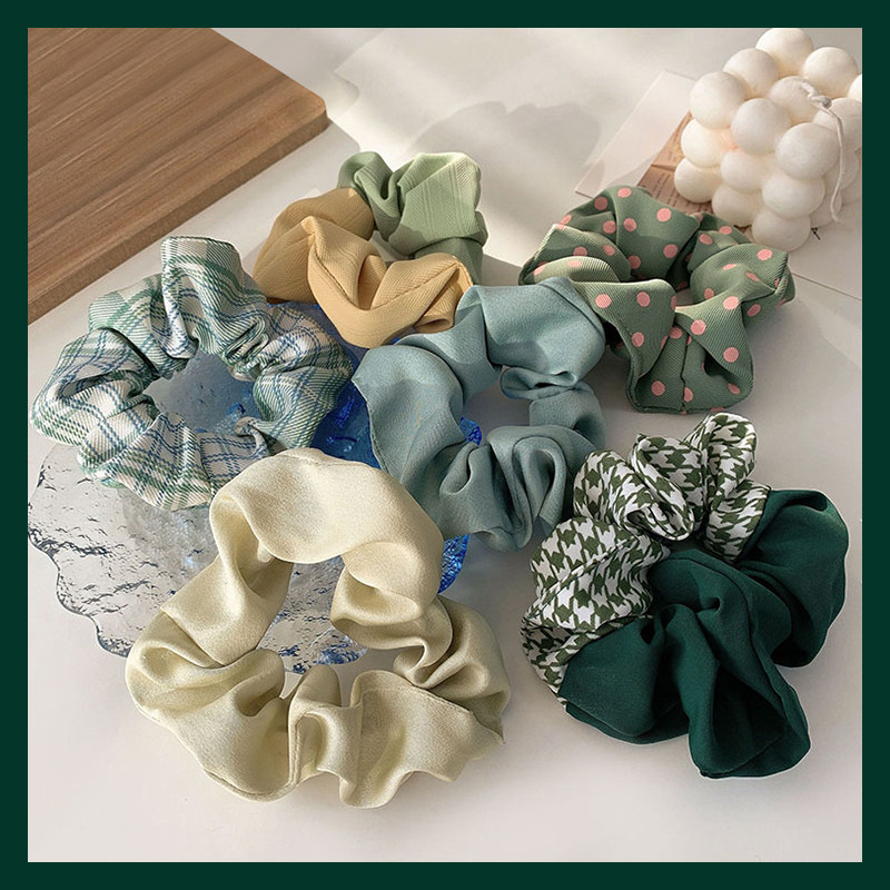 Green hair ring large intestine ins ring French simple hair ring girl hair ring Korean net red hair rubber band female