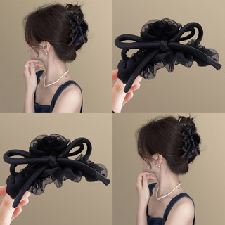 French elegance! seersucker black bow gripper