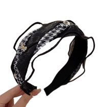 South Korean Ins Thousand Bird Gtemperament Hair Hoop Mesh Yarn Wide Side Hair Card Retro High Cranial Top Stirrup Style Elegant Headwear