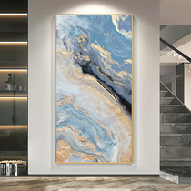 手绘油画鎏金海浪玄关装饰画现代轻奢走廊过道背景墙大幅抽象挂画