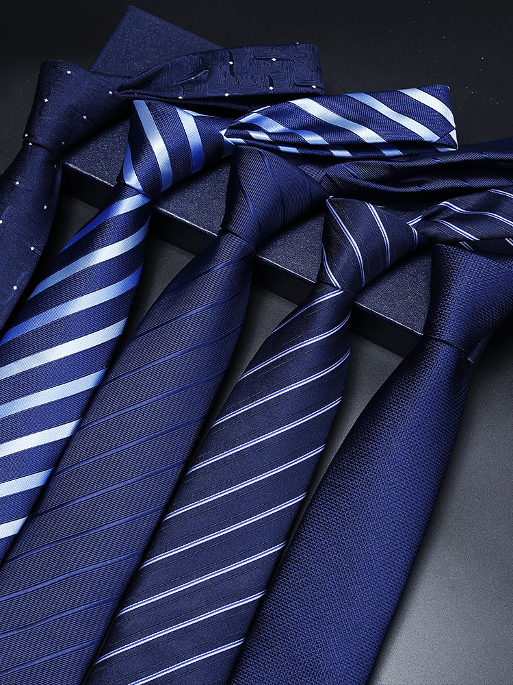 Tie Men's Men's Men's Business Blue Stripes Handmade Brand Lazy Suit Shirts Free of Lacnecklaced Wedding