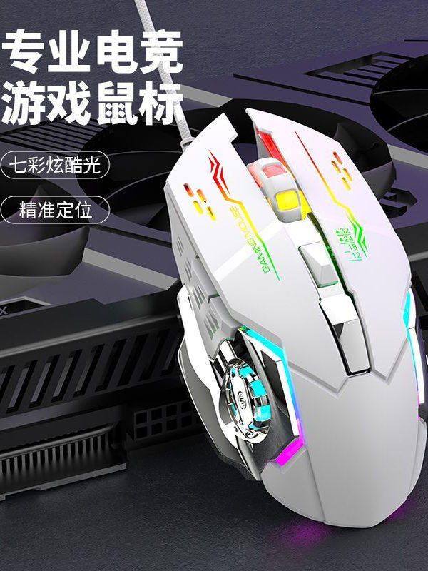Professional E-Sports Gaming Mouse Wired with Colorful Cool Lights, Precise Positioning, Anti-Slip, Sweat-Absorbent for Computer and Laptop Gaming