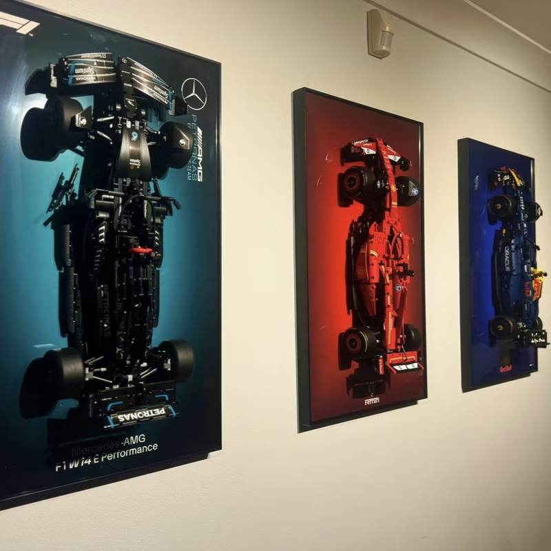 Finished Product No-Assembly Building Block Racing Car Porsche 911 Ferrari Mercedes-Benz F1 Wall Display Photo Frame Wall-Mounted Background Board