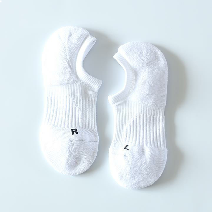 Sports Socks, Autumn Cotton Invisible Boat Socks, Black and White Solid Color Low-Cut Short Socks, Absorbent Socks, Men's Autumn Towel-Soled Thickened Fashionable Socks