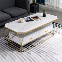 Light extravagant rock plate tea table Nordic small family type marble living room rectangular minimalist modern tempered glass home table