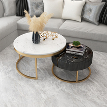 Nordic Light Lavish Modern Rockboard Table table Living room minimalist round with drawer mesh red marble small family-type tea table