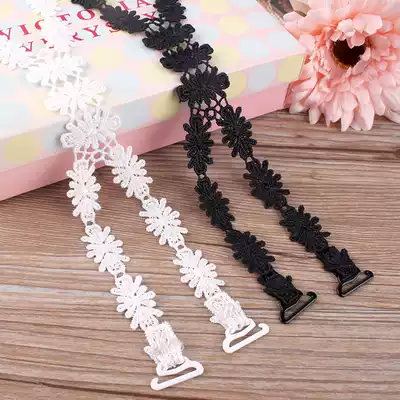 Joker hollow lace flower bra non-slip invisible double shoulder strap accessories lace cross beauty back word collar underwear