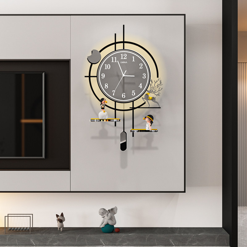 Net red light extravagant home hanging bell living room 2023 new silent atmospheric clock creative restaurant clock hanging wall decoration-Taobao
