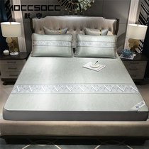 Cool mat summer new household naked sleeping ice silk mat anti-mite foldable washed mica soft mat three-piece set of fitted sheets