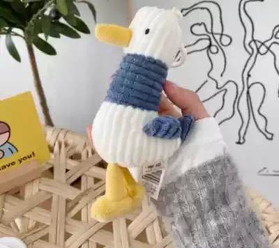 Net celebrity refueling duck plush toy doll pendant duckling ugly cute keychain Striped duck school bag pendant