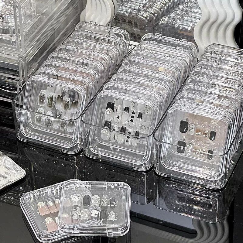 Manicure Wearable Nail Box Wearable Manicure Storage Box Transparent Acrylic Bar Chi Special Square Box Box Sealed