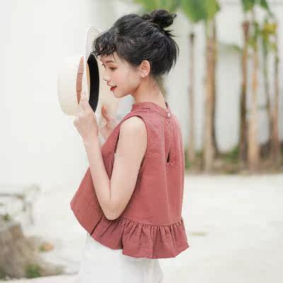 Feeling goosens with short and small subblouses sleeveless T-shirt student new 100 hitchhiking navel taste retro teenage girl 2020