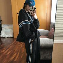 Casual Pants Women Wave Suit Two Sets 2020 Autumn Winter Necropolis Fashion Chic Port Wind Ocean Gas Minus-to-Head Han Edition