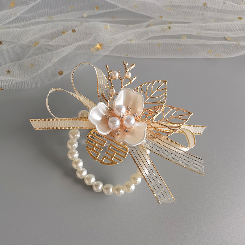 Bridesmaids Wrist Flowers Bride Sisters Hand Flowers High-end Sensation Small Fresh Wedding Wedding Bracelets Champagne Wedding Dresses