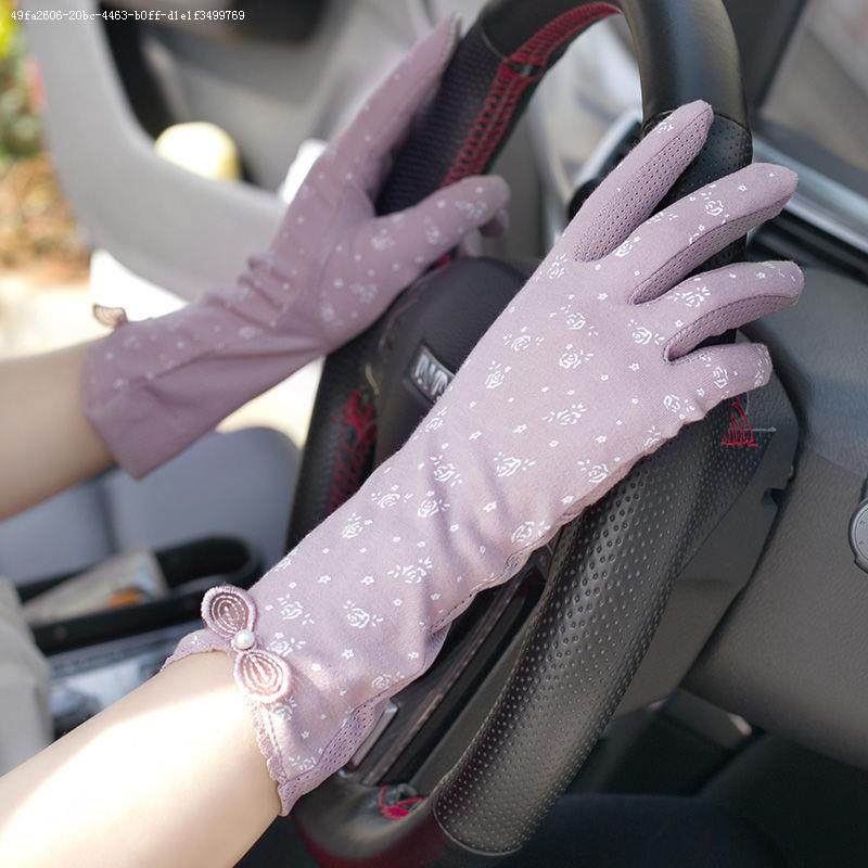 Sunscreen Gloves Female medium Long version of thin summer driving Spring-autumn anti-slip touch screen bicycling sun-shading gloves