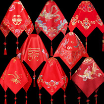 Bridal red hijab wedding Chinese wedding Xiuhe embroidery hijab high-end translucent Hippamon headscarf tassels