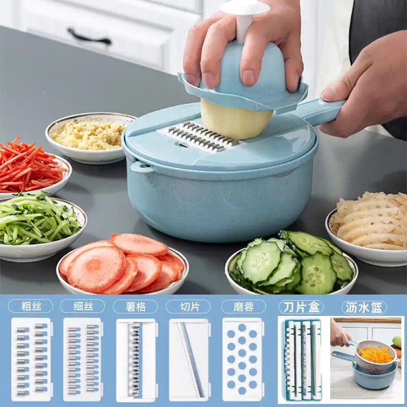 Hongcai preferred kitchen 12 pieces of versatile vegetable cutting machine Home gouging Sliced Flowers Grinders Planing Silk Deities