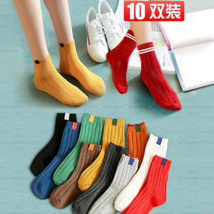 【10双】纯棉日系中筒堆堆袜女
