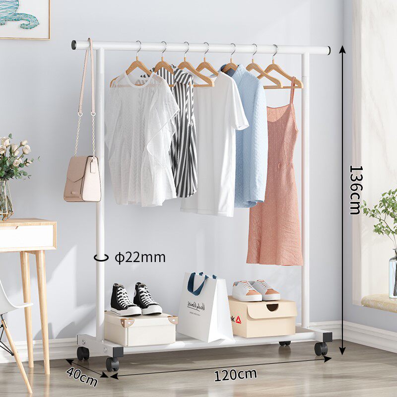 Clothes rack simple bedroom household household single pole floor drying rack balcony hanging clothes rack simple balcony