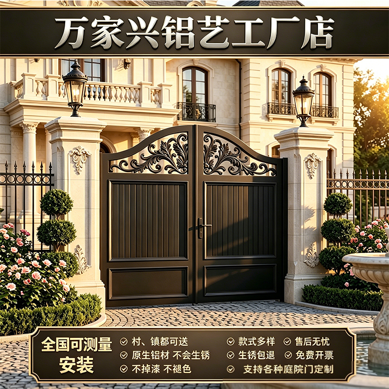 Aluminum Alloy French-Style Villa Courtyard Door, Carved Garden Door, Villa Entrance Yard Door, Rural Outdoor European-Style Main Door
