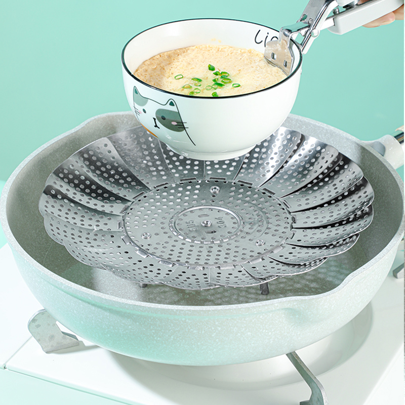 304 Stainless Steel Steam Cage Drawer Steamed Tray Steaming Rack Steam grate Steamed Bread electric rice cooker Steamed Buns Small Pan Telescopic Folding Fold