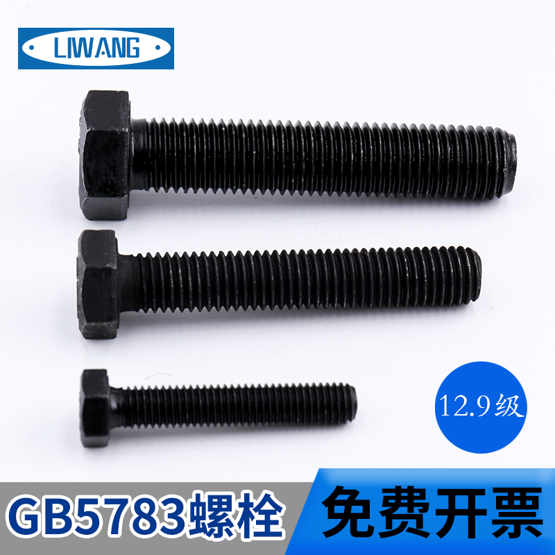 12 grade 9 black GB5783 outer hexagon bolts high strength bolts alloy steel screws M4-M6