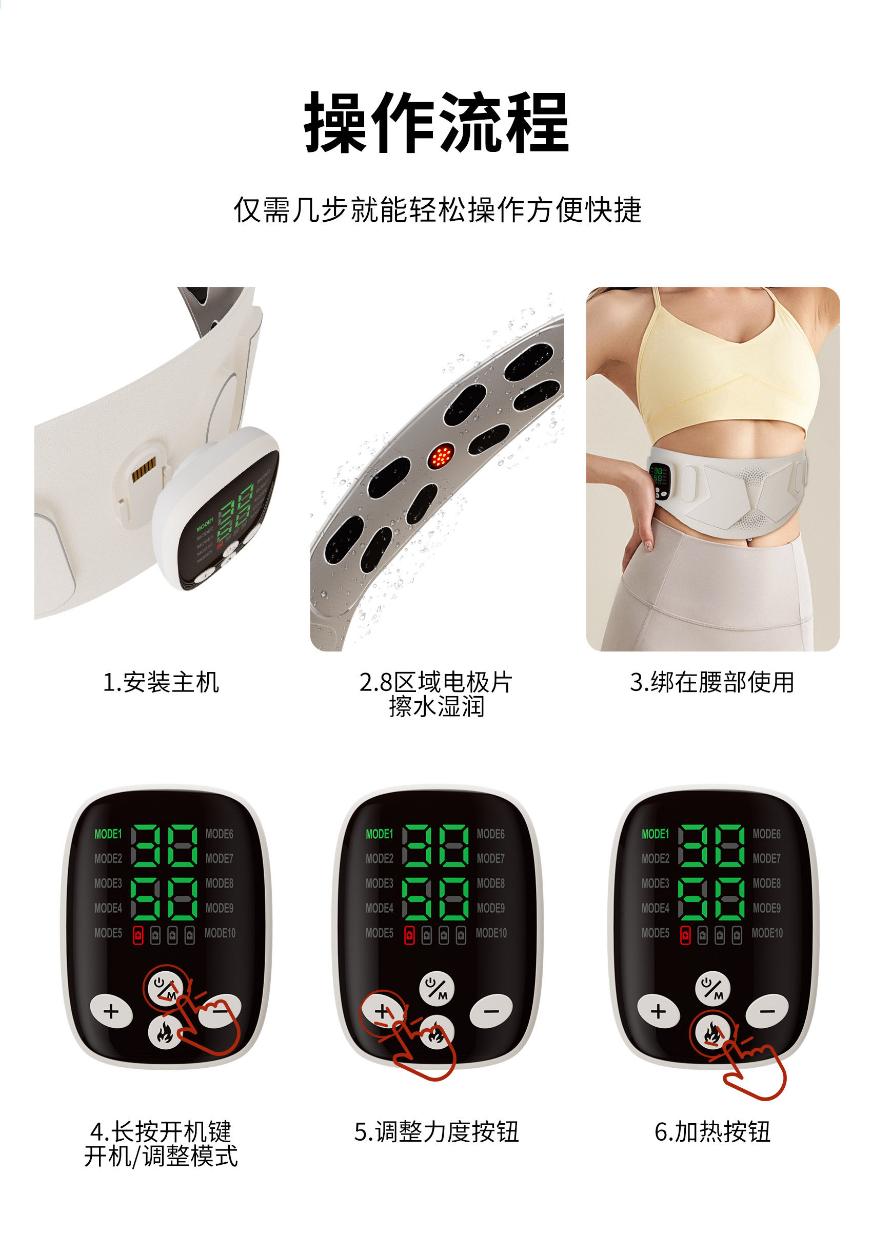 ems微电流穿戴健身仪 ems健腹腰带抖抖甩脂机瘦腹部燃脂神器瘦肚子减肥塑形脉冲健身仪 Leboole