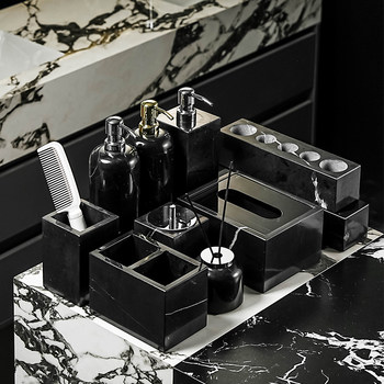 Black and white marble bathroom toiletries kit