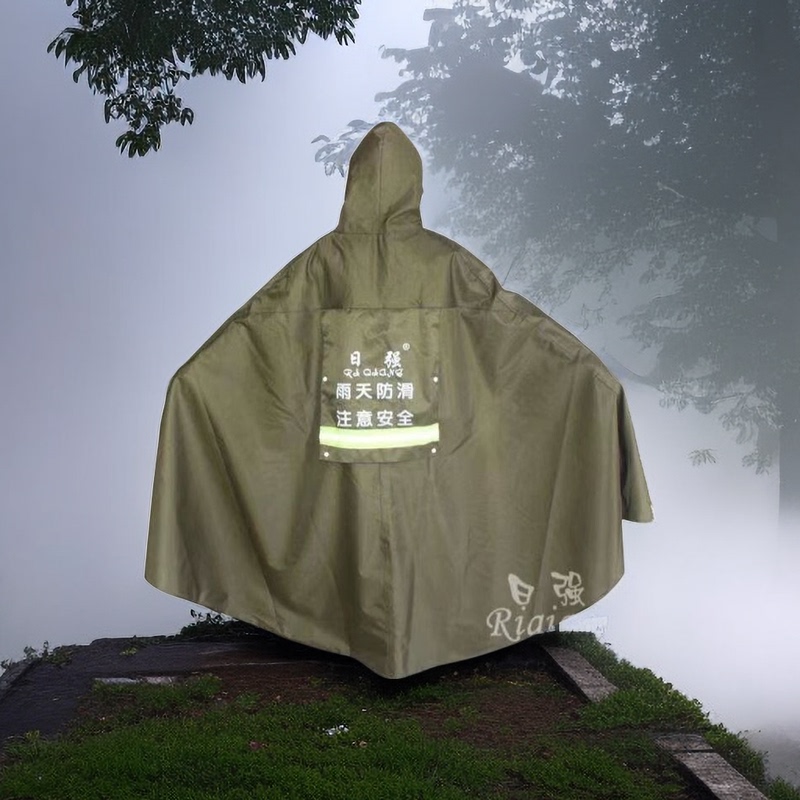Old-Fashioned Canvas Rain Poncho for Electric Motorcycles, Double-Person, Unisex, Enlarged and Thickened, Long Model for Electric Scooters