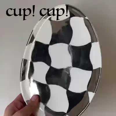 CupCup (partial spot) Korean niche brand Nightfruiti handmade irregular plate