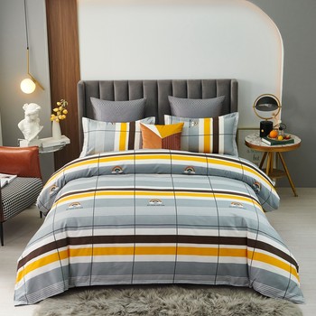 Jiuyi thickened furrowed four-piece set bedding sheet quilt cover simple quilt cover three-piece set bedding kit