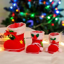 Christmas candy boots flocking boots gift pen holder Christmas tree pendant decoration candy gift boots scene decoration