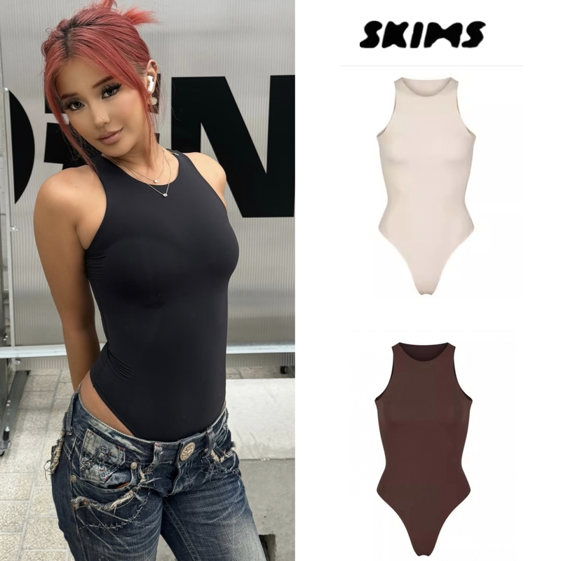 Kardashian Skims Style Solid Color Sleeveless Short-Sleeve Stretchy Slim-Fit Bodysuit Base Layer Top for Women Kardashian Skims Style Solid Color Sleeveless Short-Sleeve Stretchy Slim-Fit Bodysuit Base Layer Top for Women