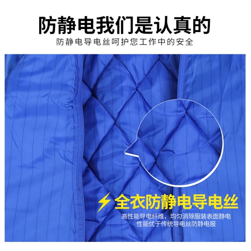 Зимний антистатический кислотно-щелочный хлопковый утепленный пуховик для работы, удерживающая тепло съемная куртка