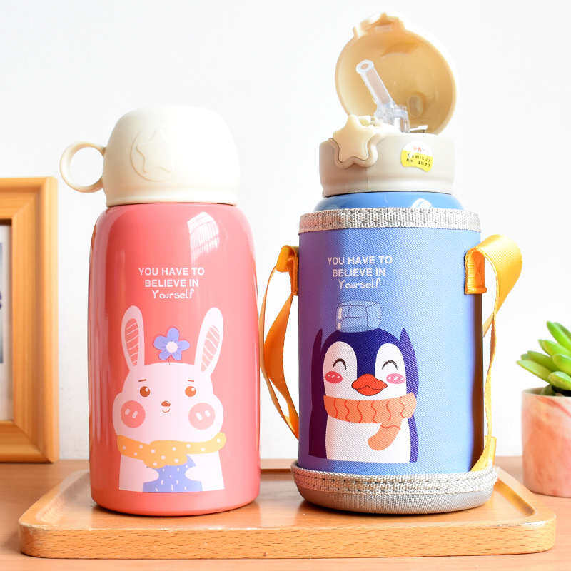 Little Meng Rabbit Insulation Cup 316 High Vacuum Little Cute Rabbit Double Cover Children's Three Generations Star Pocket Cup Cup Straw Cover