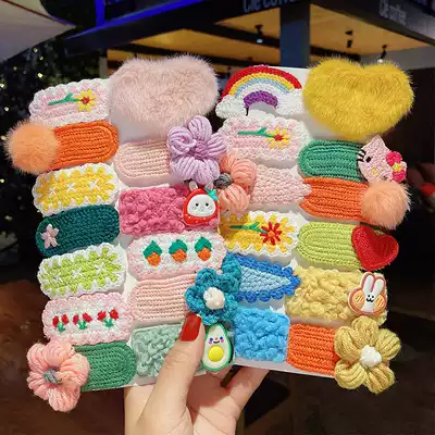 Children's hairpin autumn and winter plush cartoon Liuhai edge clip word clip little girl broken hair BB clip headdress tie hair card